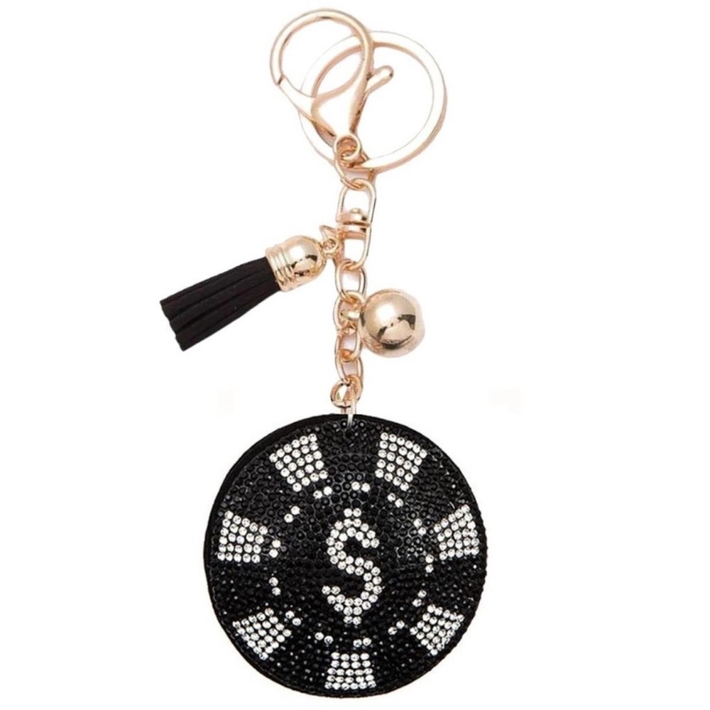 NWT rhinestone Game Chip keychain purse charm vegan suede